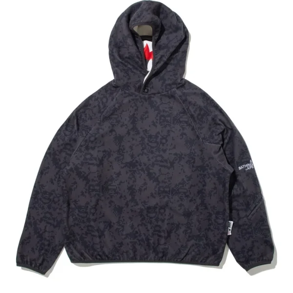 BAPE BY KAZUKI KURAISHI PIXELATE CAMO SHARK RELAXED FIT HOODIE MENS
