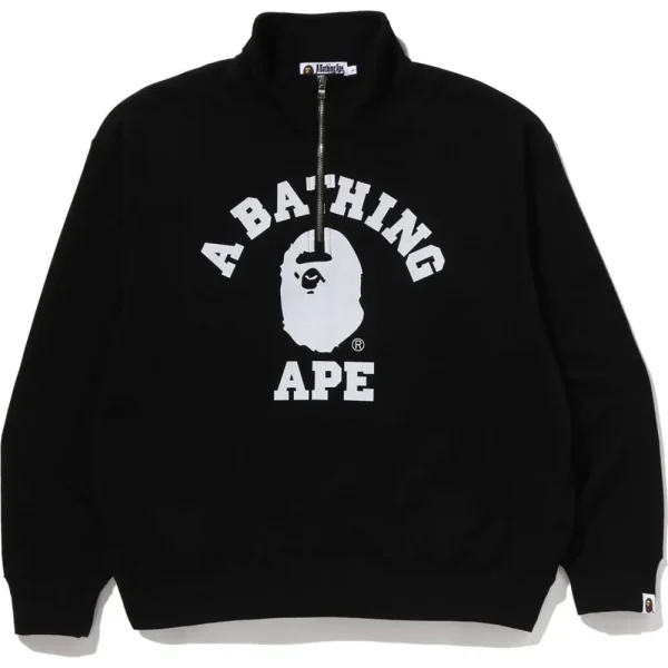 COLLEGE HALF ZIP RELAXED FIT CREWNECK SWEATSHIRT MENS