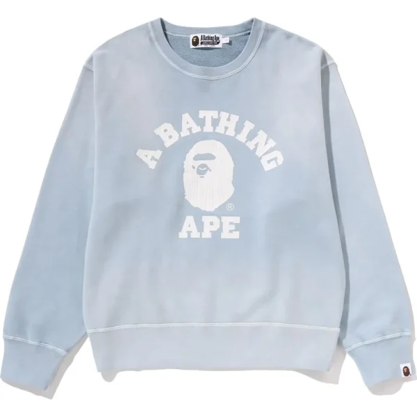 VINTAGE WASHED COLLEGE CREWNECK SWEATSHIRT LADIES