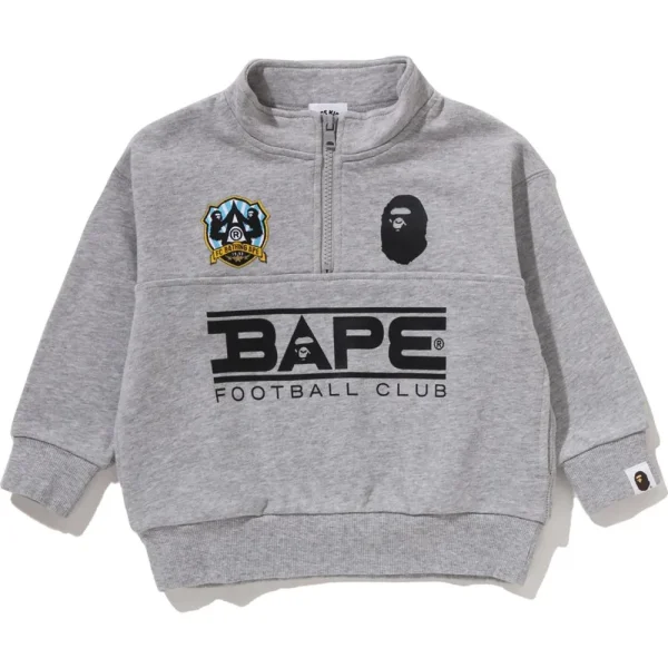 BAPE EMBROIDERY PATCH RELAXED FIT HALF ZIP SWEATSHIRT KIDS