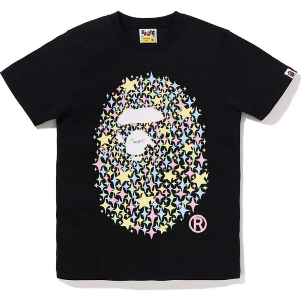 BLING STAR GLITTER APE HEAD TEE LADIES