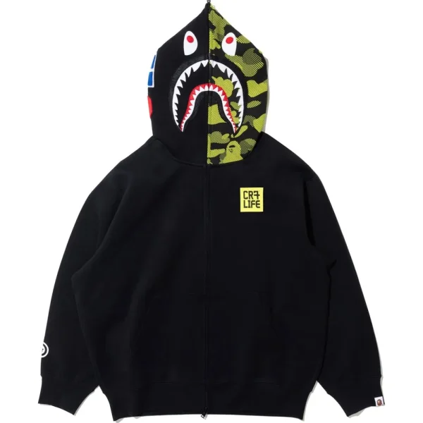 BAPE X CR7 LIFE LOGO RELAXED FIT SHARK FULL ZIP HOODIE #2 MENS