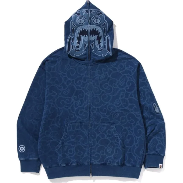 CLOUD CAMO TIGER UPCYCLED RELAXED FIT FULL ZIP HOODIE MENS