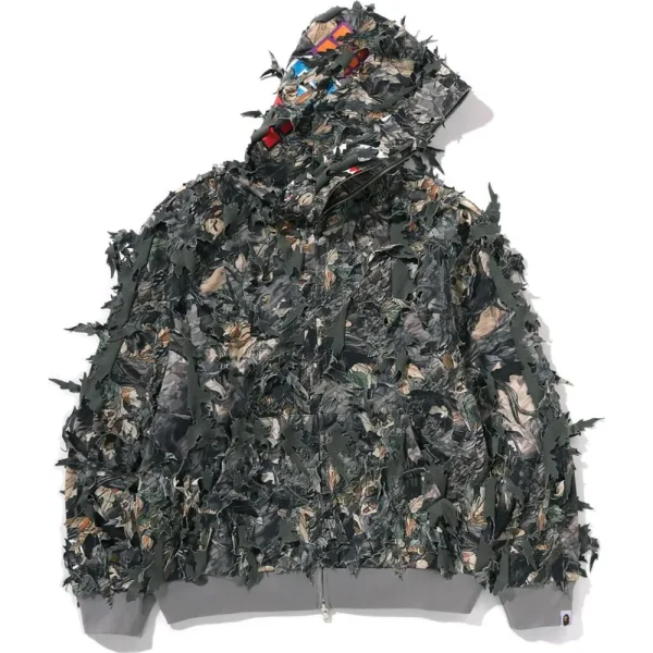 TREE EDGE CAMO LASER CUT CROPPED SHARK FULL ZIP HOODIE LADIES