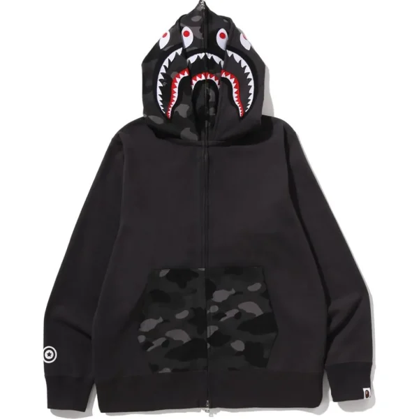 COLOR CAMO SHARK FULL ZIP DOUBLE HOODIE MENS