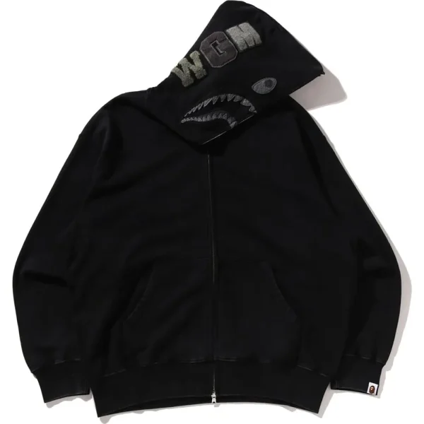 GARMENT DYE SHARK RELAXED FIT FULL ZIP HOODIE MENS